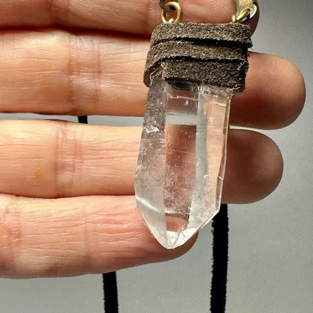 raw quartz crystal pendant necklace